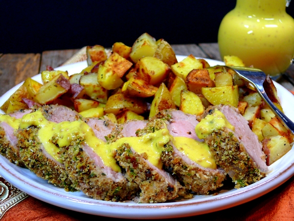 Pepper Crusted Pork Tenderloin with Creamy Mustard Sauce