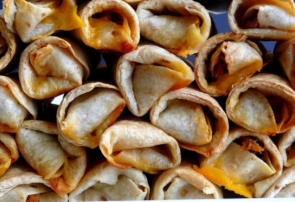 Oven Baked Pulled Pork Flautas close up