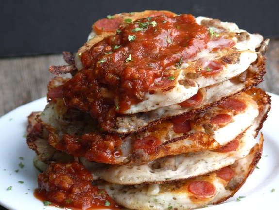Mini Pepperoni Pizza Pancakes stack