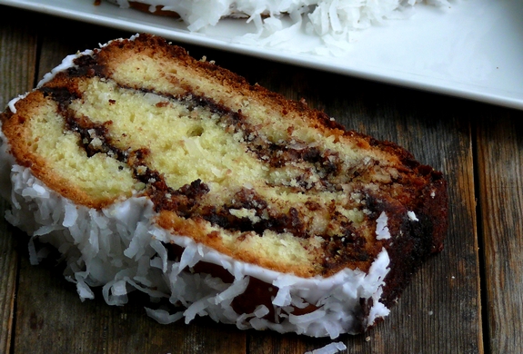 Coconut Milk Nutella Swirl Bread piece