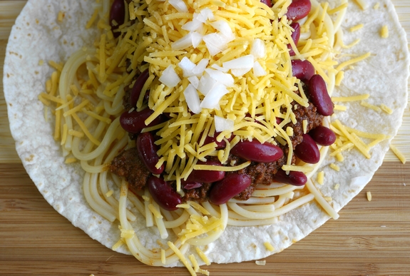 Smokey Cincinnati Chili Tacos open face