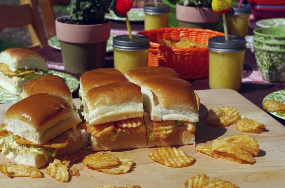 Buffalo Bleu Chicken Salad Sandwiches at the table 1