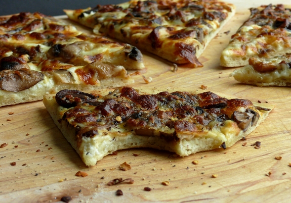 Cheesy Four Mushroom White Pizza slices