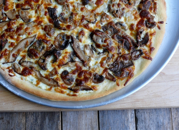 Cheesy Four Mushroom White Pizza