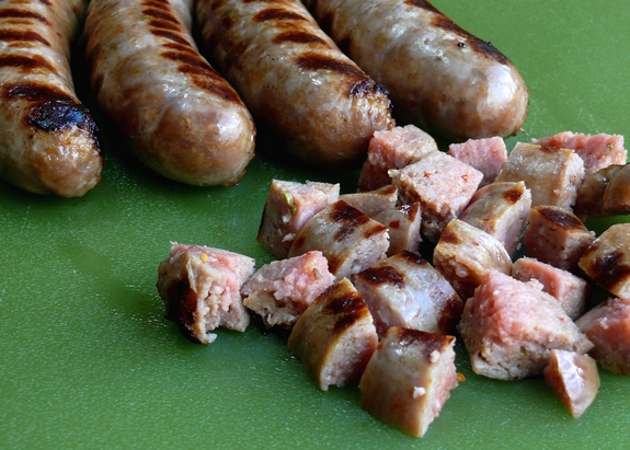 Italian Sausage Rice Bowl cubed sausage