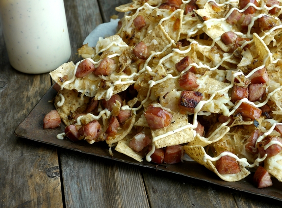 Sauerkraut and Kielbasa Nachos