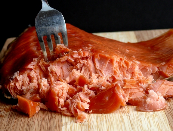 Smoked Salmon Brunch Taco Bar pulling apart