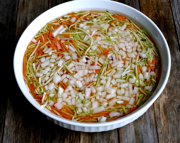 Pickled Veggie Potato Salad pickling with seasoned rice vinegar
