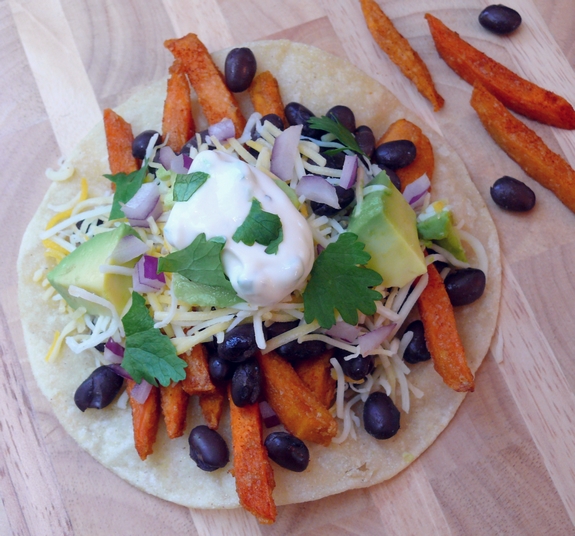 Smokey Sweet Potato Fry and Black Bean Tacos with Maple Jalapeno Cream 1