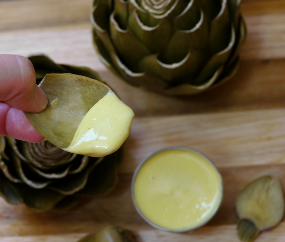 Steamed Artichokes with Garlic Orange Basil Cream Dipping Sauce so yummy
