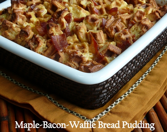 Maple Bacon Waffle Bread Pudding