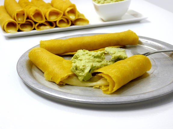 Smokey Soft Taco Roll Ups with Avocado Garlic Dipping Sauce melty yummy cheese
