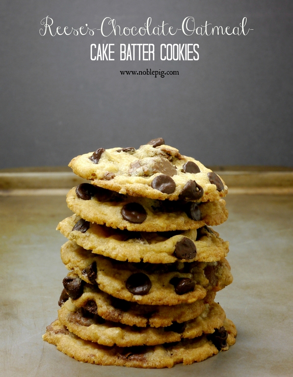 Reeses Chocolate Oatmeal Cake Batter Cookies 2