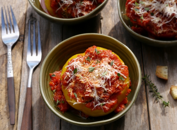 Stuffed Bell Pepper oni the kids will love them