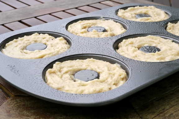 Apple Pie Spiced Doughnuts with Sour Cream Icing doughnut pan