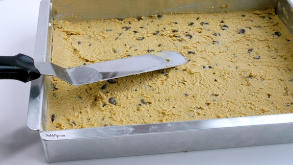 Butterscotch Walnut Chocolate Bars spreading the dough