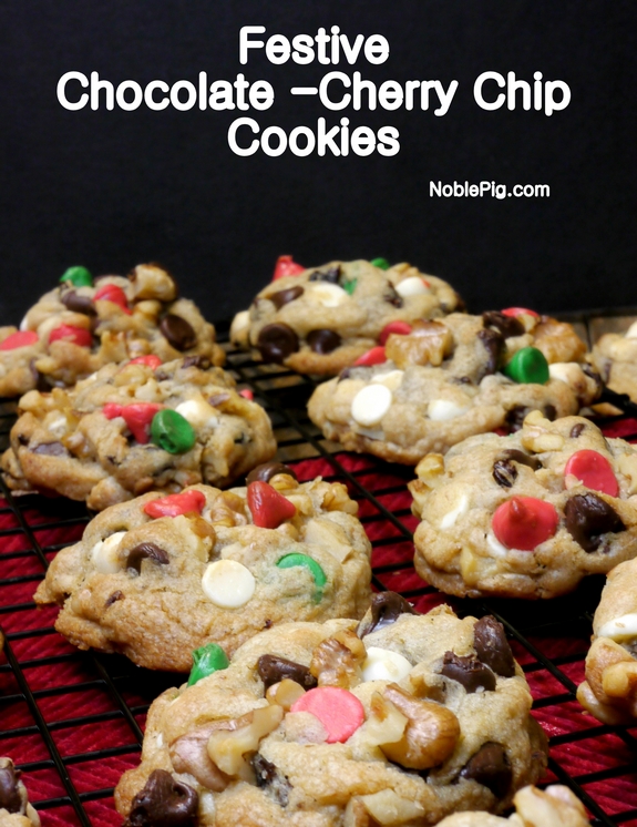 Festive Chocolate Cherry Chip Cookies for Christmas Perfect for the holidays