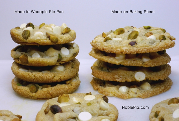 Pistachio White Chocolate Cake Batter Cookies with a special tip on how to make them lofty From Noble Pig a food blog 