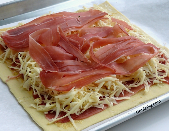 Prosciutto Fontina Stuffed Puff Pastry inside