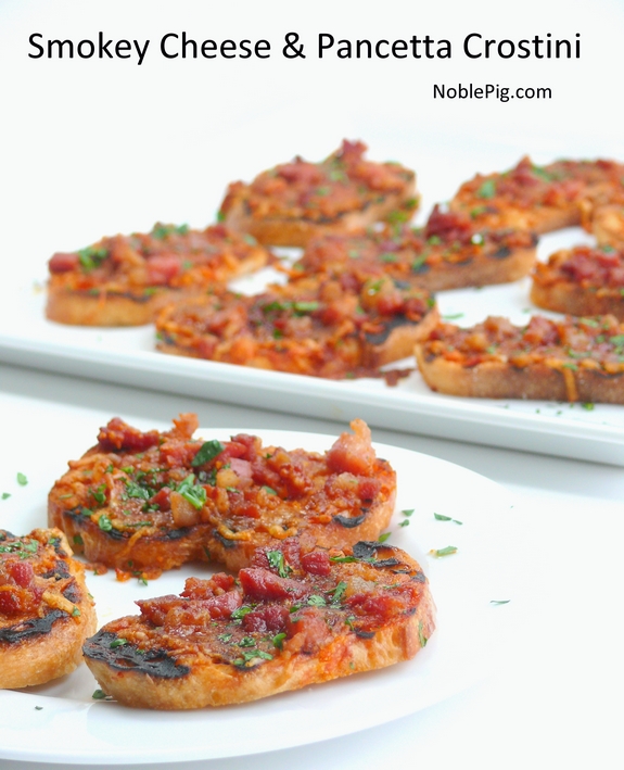 Smokey Cheese and Pancetta Crostini Appetizer