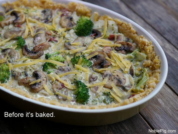 Noble Pig Broccoli Bacon and Cheese Pie before baking