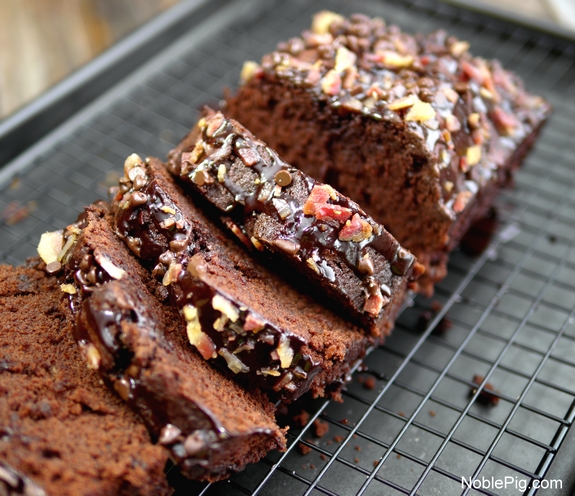 Noble Pig Chocolate and Bacon Loaf Cake sliced