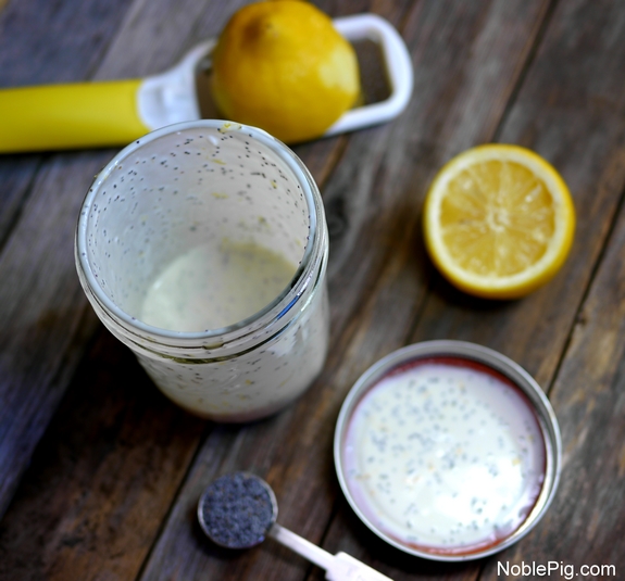 Noble Pig Fresh Citrus Salad with Homemade Poppyseed Dressing mason jar