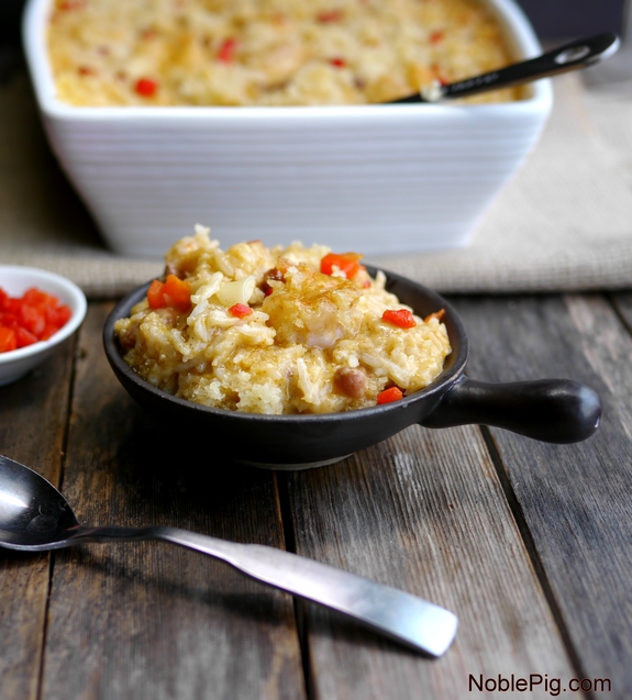 Noble Pig Cheesy Cajun Shrimp and Rice Casserole Mardis Gras favorite