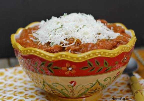 Noble Pig Italian Sausage Chili perfect evening meal