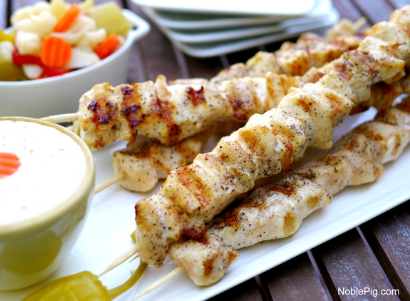 Grilled Buttery Chicken Skewers with Crazy Sauce Noble Pig 
