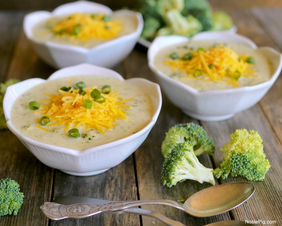 Kicked Up Broccoli Cheese Soup from Noble Pig