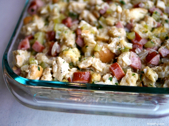 Challah Bread and Kielbasa Stuffing from Noble Pig 