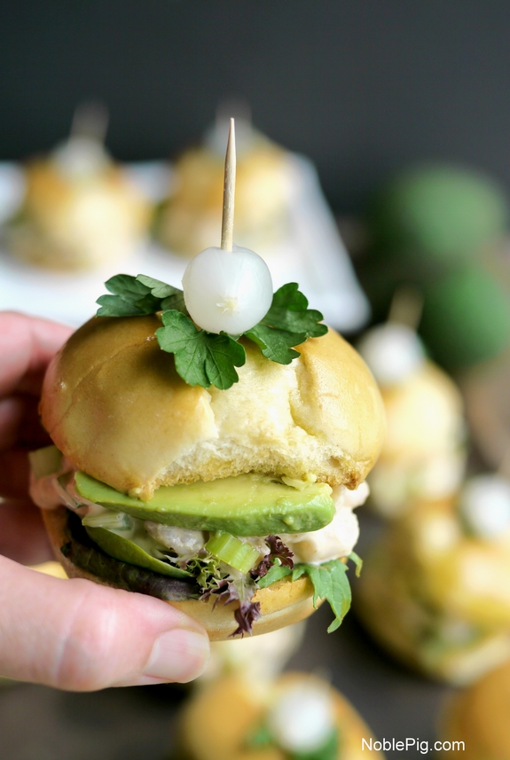 California Avocado and Bay Shrimp Sliders with Spicy Mayo 