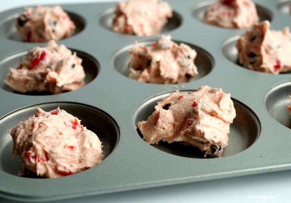 Soft Baked Maraschino Cherry Chocolate Chip Cookies ready to be baked 