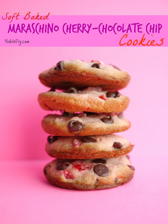Soft Baked Maraschino Cherry Chocolate Chip Cookies