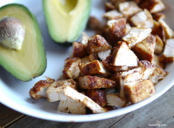 Southwest Chicken Avocado and Quinoa Lettuce Wraps chicken and avocado