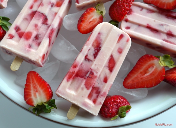 Strawberries and Cream Popsicles