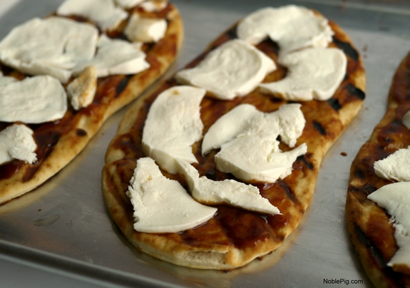 Grilled Avocado Barbecue Chicken Naan Pizza fresh mozzarella
