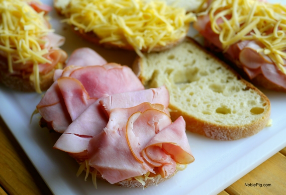 Epic Grilled Ham and Cheese Sandwich building the sandwich