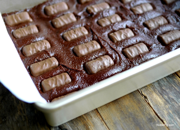 Twix Candy Bar Brownies before baking