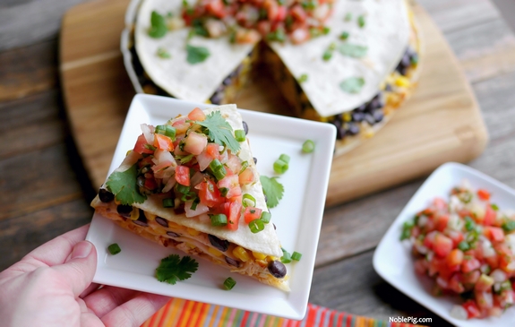 Chicken Tortilla Pie a slice of deliciousness 
