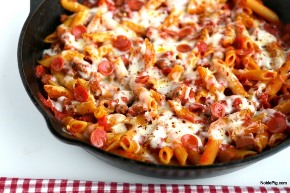 Pepperoni Sausage Skillet Pasta for a perfect comfort food weeknight dinner so easy to make