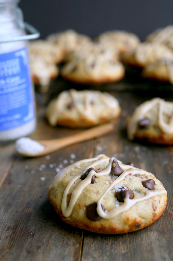 Bacon Banana Cookies with Peanut Butter Glaze with Sea Salt