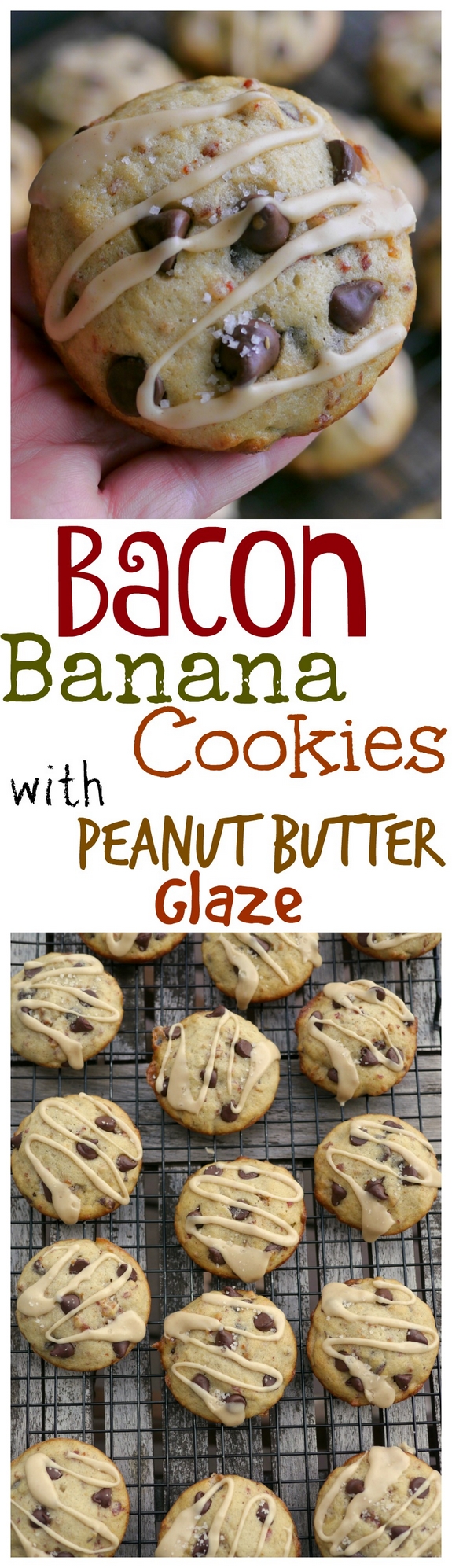 Bacon Banana Cookies with Peanut Butter Glaze