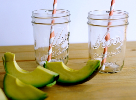 Chocolate Avocado Almond Butter Smoothie empty glasses