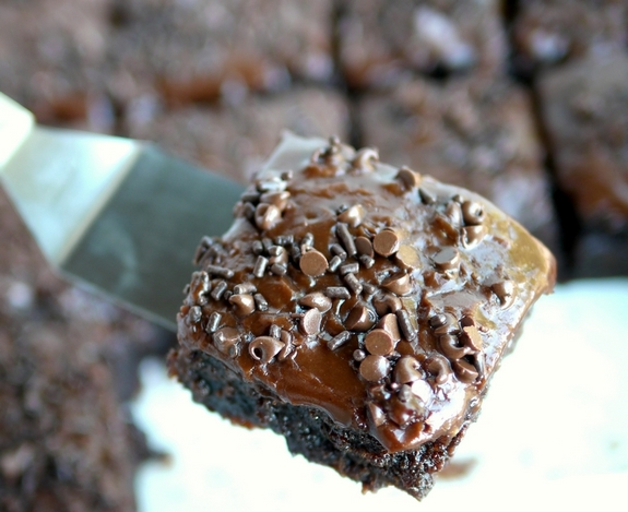 Gooey Rootbeer Chocolate Chip Cake hard to have one slice