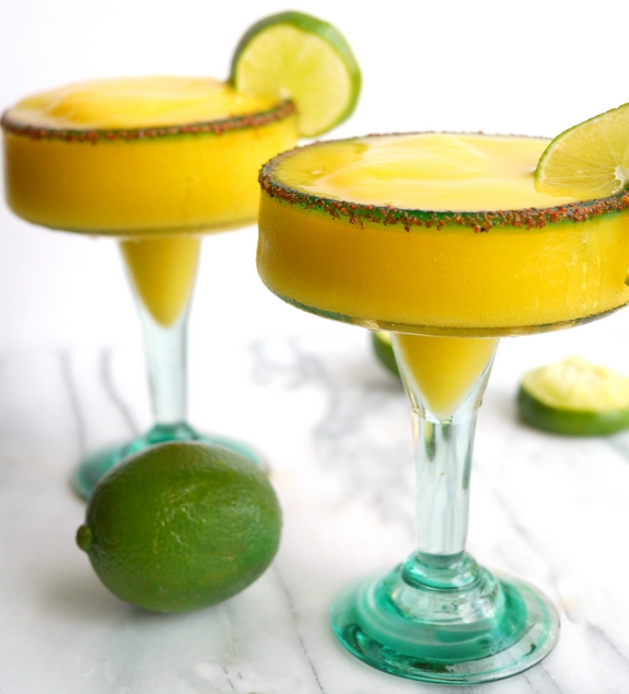 Spicy Mango Frozen Margaritas are ready to serve at your next party