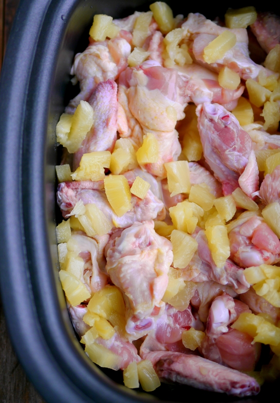 Slow Cooker Honey Pineapple Chicken Wings raw chicken