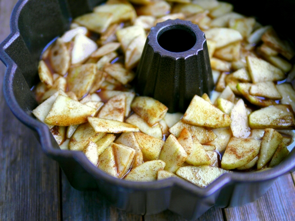 Apple Chai Cake with Maple Cream Cheese Drizzle Bundt pan