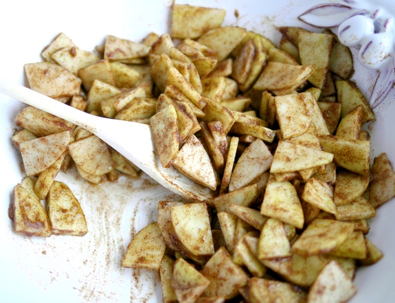 Apple Chai Cake with Maple Cream Cheese Drizzle apples